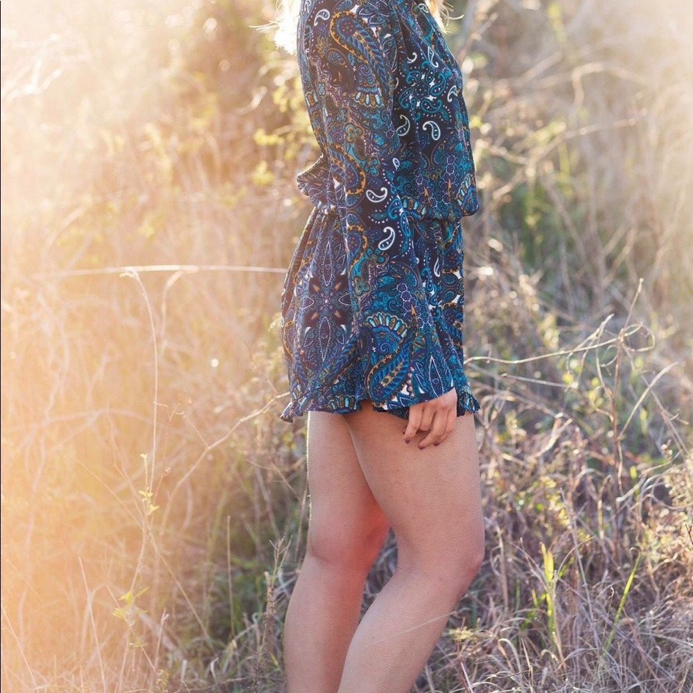Paisley Navy Romper